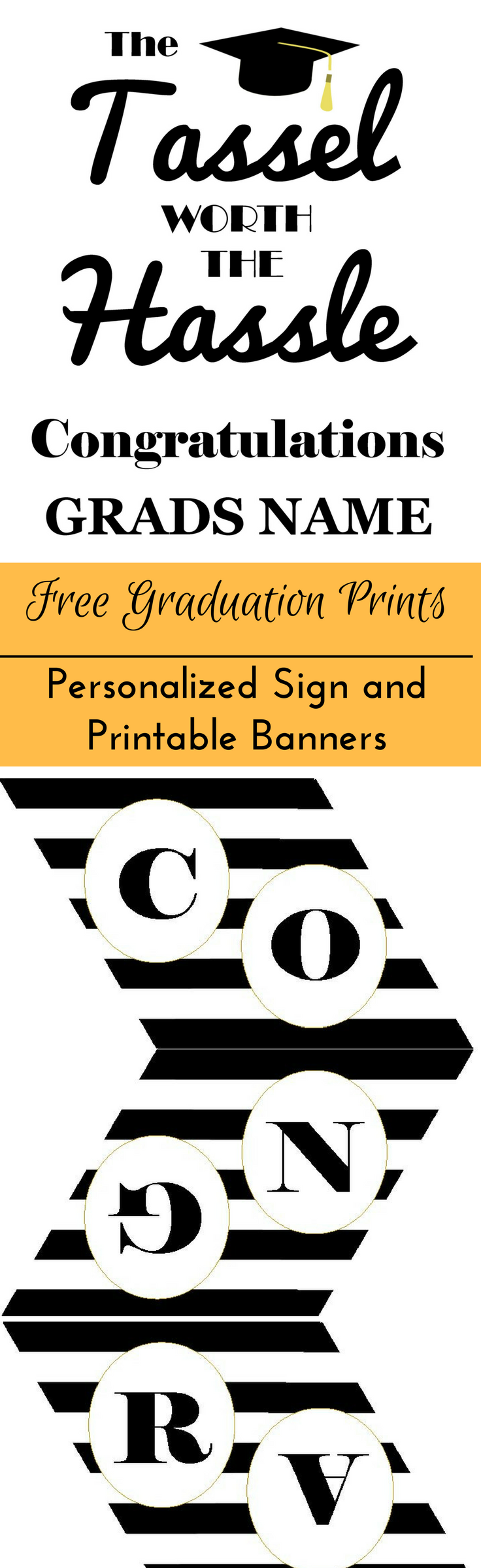 Classic Black and White Graduation Party Decorations with Gold Accens