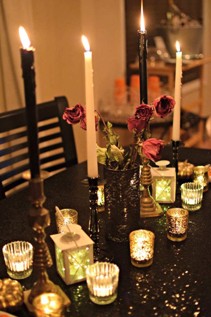 Need help hosting a halloween party? Check out this post for easy Halloween Decorations. For some extra fun throw a costume contest. These free Halloween party printables. This post is filled with DIY Halloween decorations perfect for your party. Check out this glam sequin halloween tablescape.