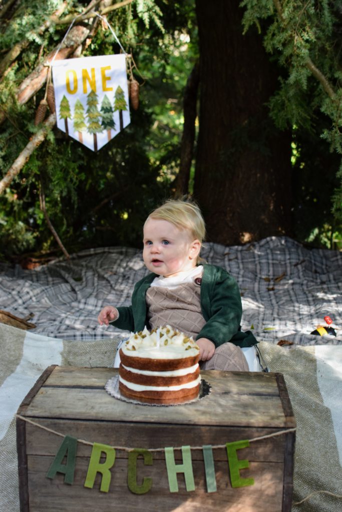 This camping birthday is perfect for this First Birthday Party. This birthday theme works as a boy themed or girl themed party. For all details click here for creating this Smores bar and creating your own camping party. This would also be adorable as a baby shower theme.